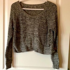 Dark grey crop top sweater.